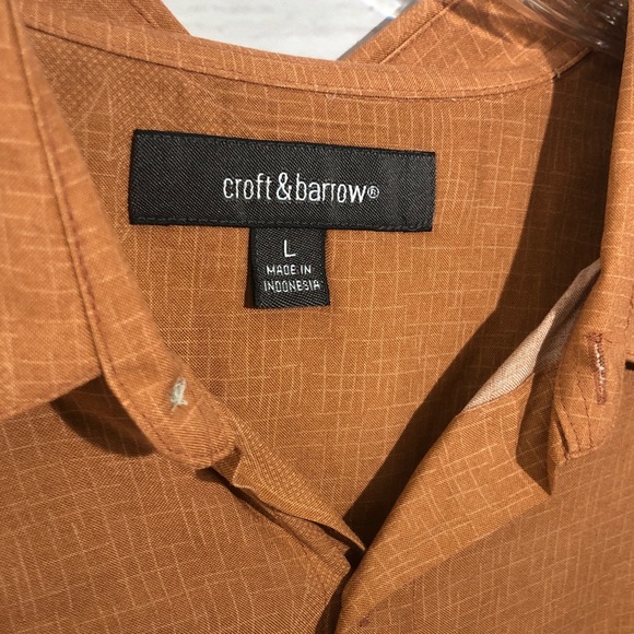 Croft&Barrow Men's burnt orange Hawaiian short sleeve button down shirt LG NWT - Picture 3 of 8